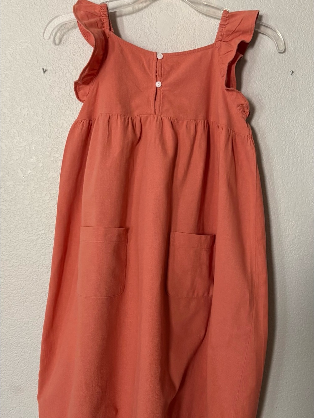 Pumpkin Ruffle Strap Girls' Dress with Front Pockets Sz 10/12